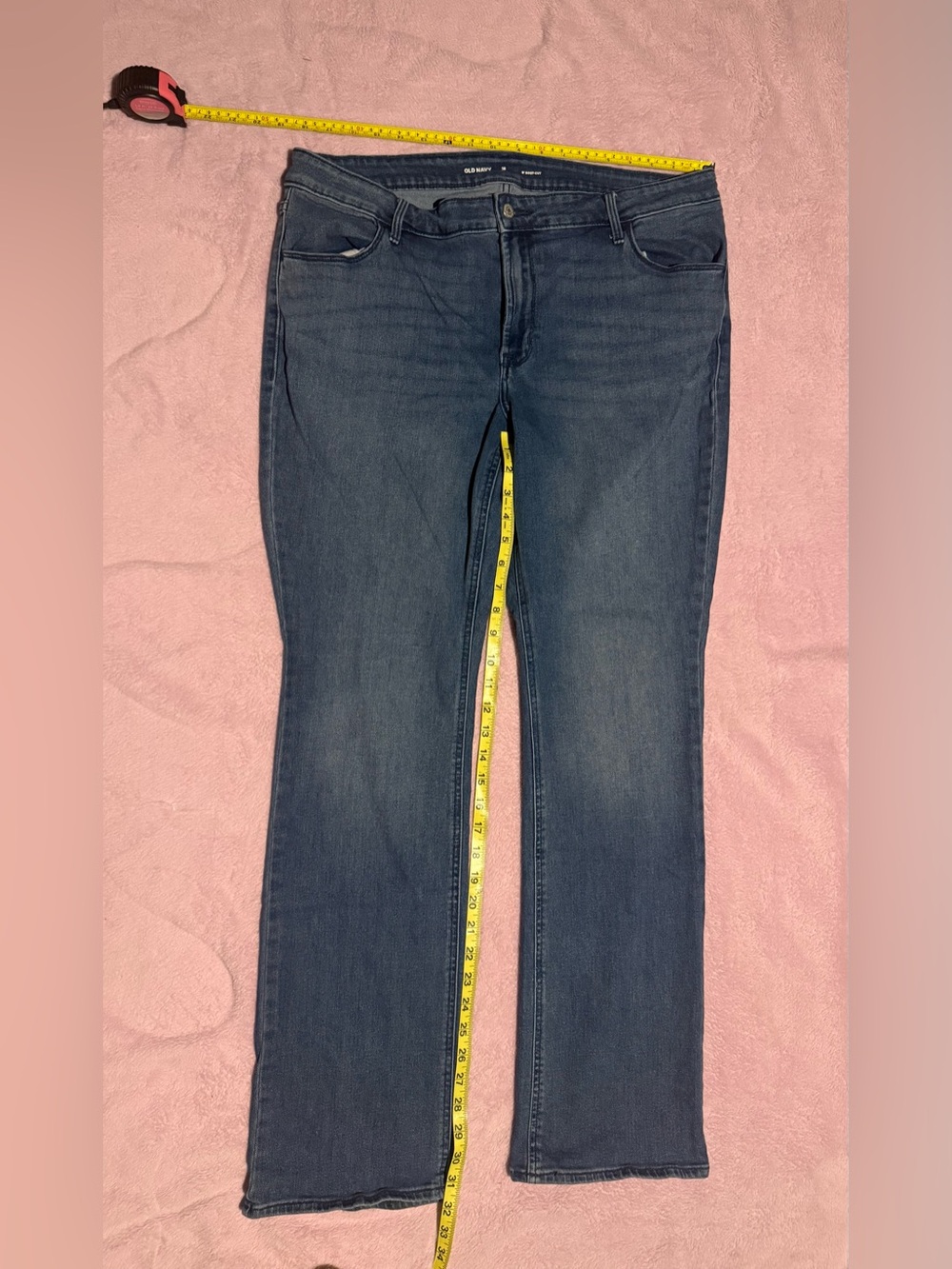 Old Navy Women's Dark Blue Flared Wide-Leg Jeans